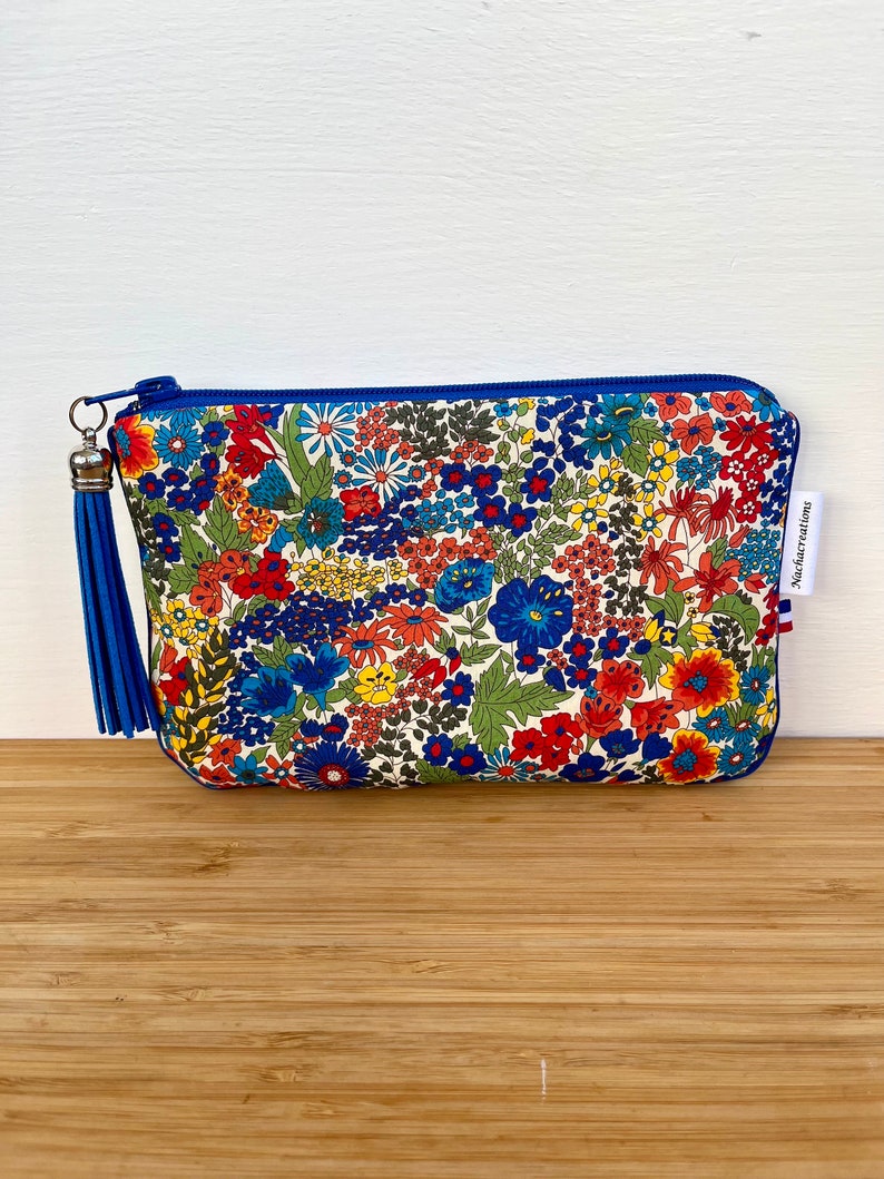 Margaret Annie blue liberty fleece pouch. Phone pouch. Makeup pouch. image 5