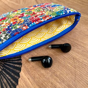 Margaret Annie blue liberty fleece pouch. Phone pouch. Makeup pouch. image 4