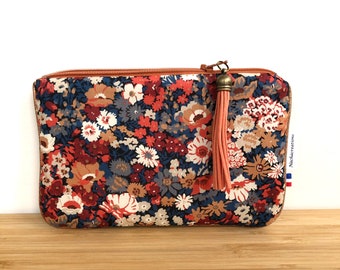 Fleece pouch in rust Thorpe liberty. Phone pouch. Makeup pouch.