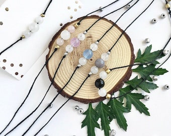 Moonstone Gemstone Wish Bracelet, Dainty Crystal Healing Jewelry, Small Jewellery, Gifts For Her
