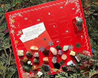 Crystal And Gemstone Advent Calendar, Personalized Healing Crystals Set, Crystal Lover Christmas Gift