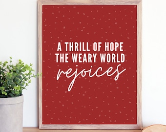 Digital, The weary world rejoices, a thrill of hope, printable, 8x10, Christmas, download