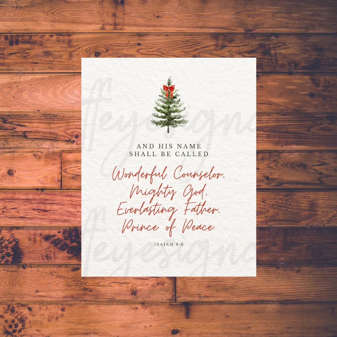 Printable Bible Verse Isaiah 9:6 Watercolor Scripture Download, 8x10 ...