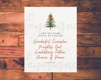 Printable Bible Verse Isaiah 9:6 Watercolor Scripture Download, 8x10, 5x7