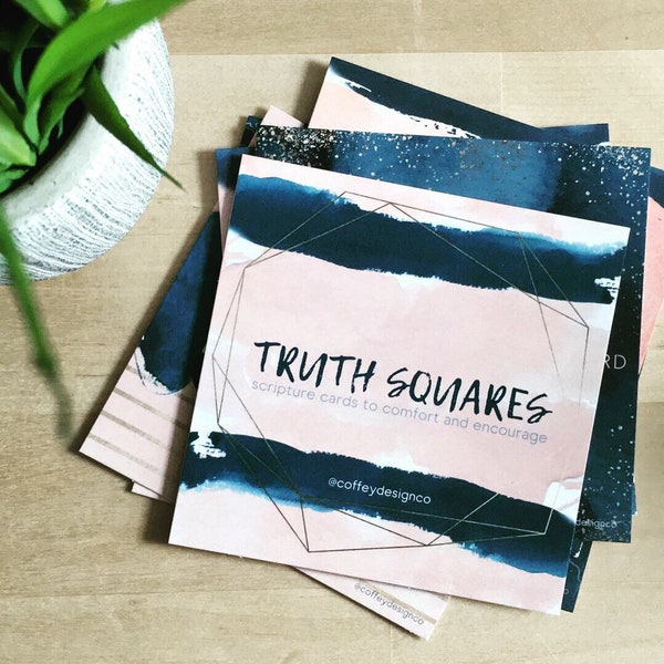 Truth Squares, scripture cards, Bible Verse, encouragement gift, friend, Prayer, Trials, Grief, Watercolor