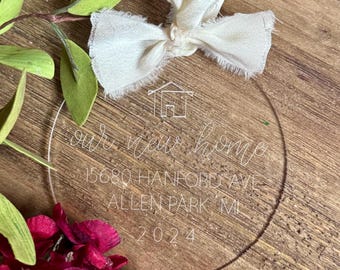Personalized* "Our New Home" Christmas ornament | Engraved acrylic house warming ornament |