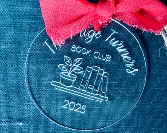 Personalized* Book Club Christmas Engraved ornament | Custom acrylic group gift