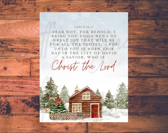 Printable Bible Verse Luke 2:10-11 Watercolor Scripture Download, 8x10, 5x7