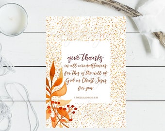 DIGITAL Download Give Thanks in Everything Instant Printable Fall Leaf Autumn Print