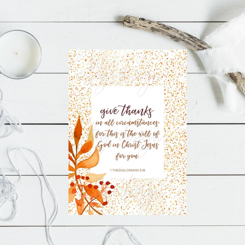 DIGITAL Download Give Thanks in Everything Instant Printable Fall Leaf Autumn Print image 1