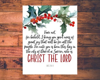 Christmas Scripture Print, Jesus Christ is Lord, Holiday Decor (Digital Download)