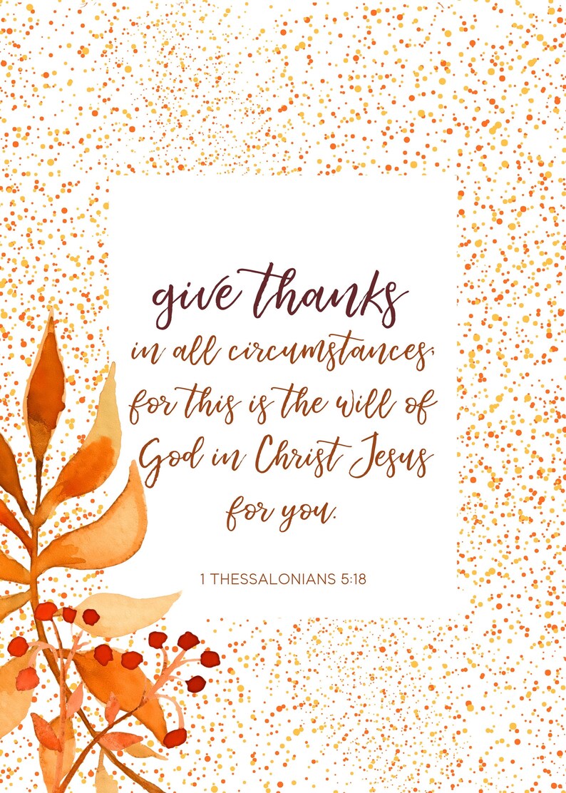 DIGITAL Download Give Thanks in Everything Instant Printable Fall Leaf Autumn Print image 2