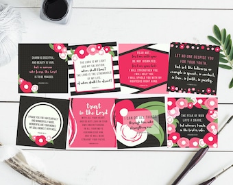 DIGITAL ESV Girls Teens Pink Floral Scripture Truth Square Cards Set 8 Instant Download Printable Bible Verses