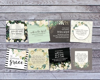 Printable, KJV, Mom Parenting Scripture Cards  Truth Squares Floral Instant Download Motherhood Bible Verse Set 8