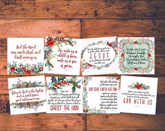 Printable, KJV, Christmas, Scripture Cards, Bible Verse, Merry, Joy, Rejoice, Download, Instant, Digital, Place cards