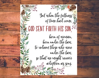 Digital, Merry Christmas, Jesus, God, Scripture, Printable, Bible Verse, Holiday, Download, Instant, 8x10, 5x7