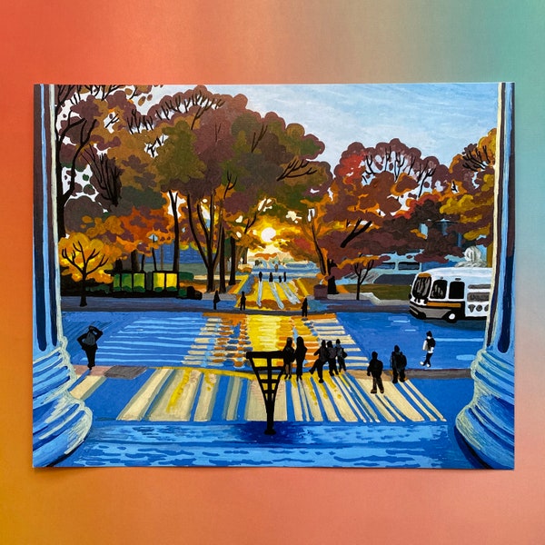 Mass Ave MIT Artwork 4x6 and 8x10 Prints, Bookmark - Original Acrylic Marker Illustration of the Massachusetts Institute of Technology