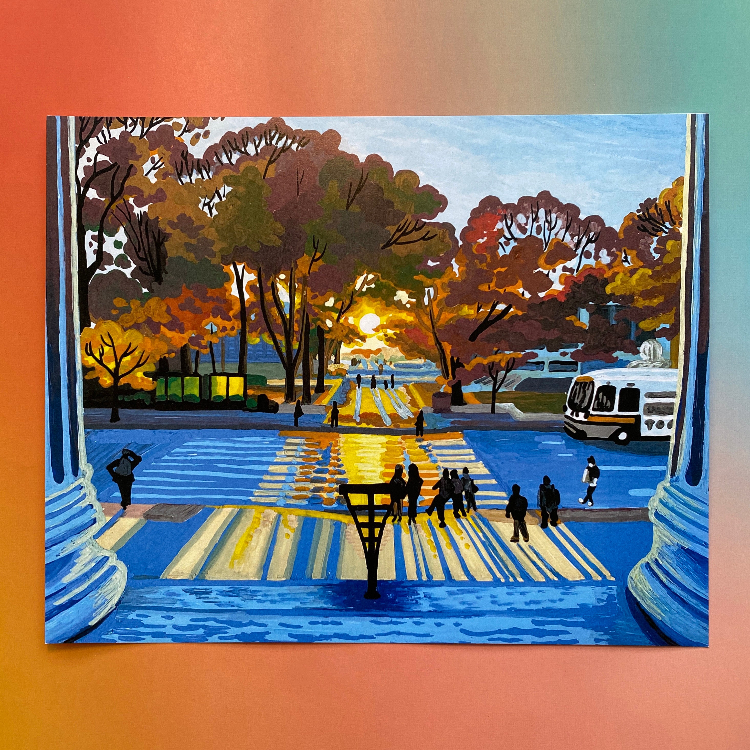 Art of MIT Mass Ave - 4x6 and 8x10 Prints, Bookmark - Original Acrylic Marker Illustration of the Massachusetts Institute of Technology