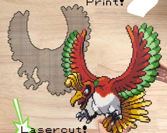 Ho-oh Sprite Files for Lasercutting and Printing -- Make Your Own Woodcut or Coloring Book Page