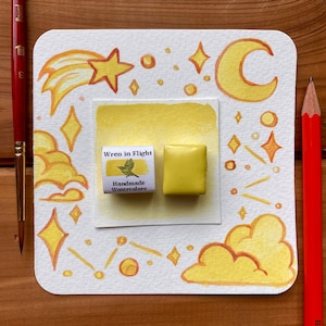 Lemon Yellow Handmade Watercolor Paint - Natural Earth Pigments - Individual - Half pan - Full pan - For Painting and Calligraphy