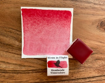 Crimson Handmade Watercolor Paint - Half pan with magnet for travel tin - natural earth pigments