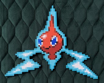 Hand-painted Rotom Wall Art - Lasercut Pokémon Pixel Art - Paint-by-numbers - Make-your-own