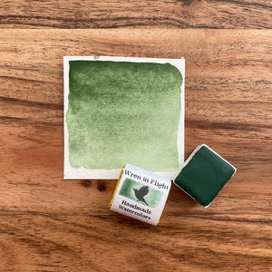 Colori ad acquerello fatti a mano Cyprus Green - Vaschetta con calamita per contenitore da viaggio - pigmenti di terra
