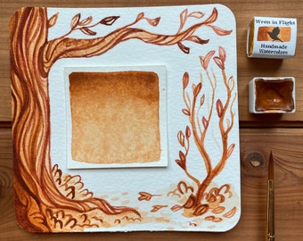 Amber Ocher Handmade Watercolor Paint - Natural Earth Pigments - Half pan - Full pan