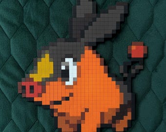 Tepig Sprite Art - Hand-painted Lasercut Pokémon Wall Art