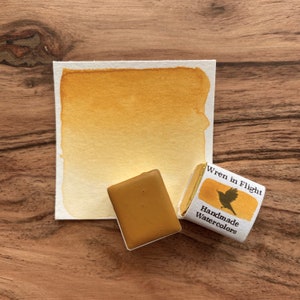 Yellow Ocher Handmade Watercolor Paint - Natural Earth Pigments - Half pan or Full pan with a magnet for a travel tin