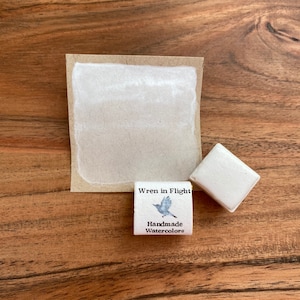 Titanium White Handmade Watercolor Paint - Natural Earth Pigments - Half pan - Full pan - magnetized and wrapped