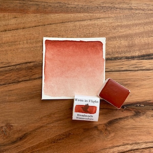 Venetian Red Handmade Watercolor Paint - Natural Earth Pigments - Half pan