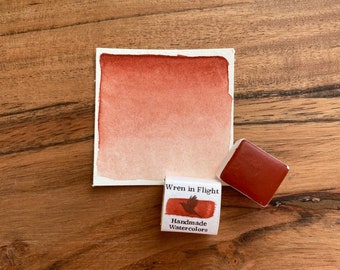 Pittura ad acquerello fatta a mano rosso veneziano - Pigmenti di terra naturale - Mezza padella