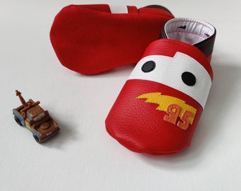 Leather slippers, soft, child, baby, flash mac queen, cars, car, hero, imitation leather, montessori pedagogy, pickler