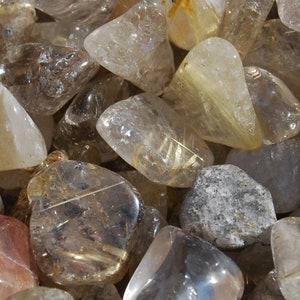 Golden Rutile Quartz Tumbled Stones: Crystal Grid Set (10pcs)