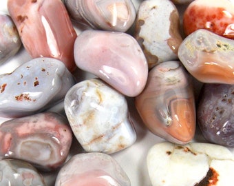 1/4 LB BULK Medium Pink Botswana Agate Tumbled Stone Wholesale Natural Crystal Stones .75 to 1.25 Inches Healing Crystals Tumble
