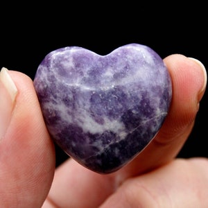 ONE 30mm Lepidolite Crystal Heart, Madagascar