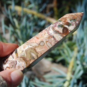 4in Pink Leopard Skin Jasper Crystal Tower, ls2