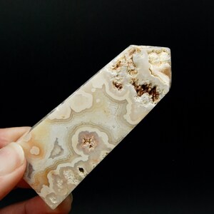 3.6in 119g Pink Peach Crazy Lace Agate Crystal Tower