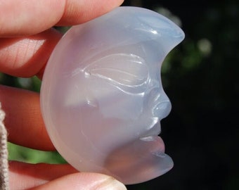 SALE was 34.99 | 2.25in Agate Geode Crescent Moon Carved Crystal Druzy