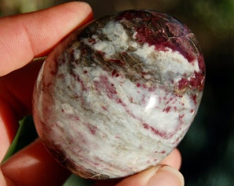 ONE XL Pink Tourmaline Rubellite Crystal Palm Stone, Madagascar