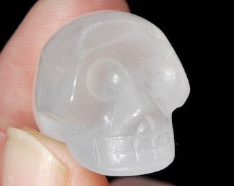 ONE 1in Mini Clear Quartz Carved Crystal Skull