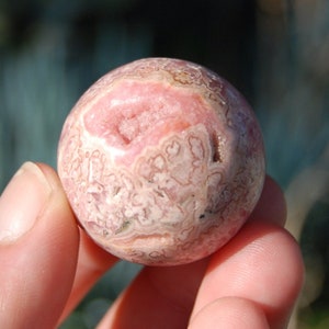 33mm 64g Genuine Rhodochrosite Galena Crystal Gemstone Sphere