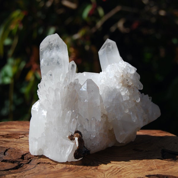 4in 336g DT ET Sugar Quartz Crystal Cluster, Limonite Inclusions, Self Healed Lightbrary, Madagascar b3