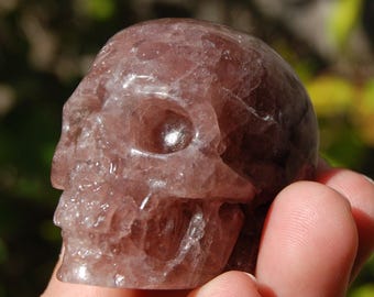 2in Strawberry Quartz Carved Crystal Skull