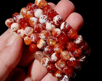 Mexican Fire Agate Crystal Bracelet, 8mm Beads