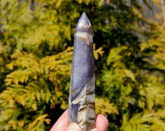 3.75in 58g Purple Chalcedony Crystal Tower, Violet Agate, Indonesia