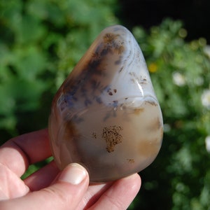 4in 245g Dendritic Agate Crystal Palm Stone
