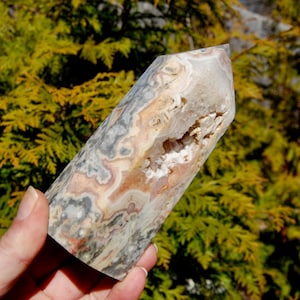 5.25in 1.2lb Pink Crazy Lace Agate Crystal Tower, Mexico