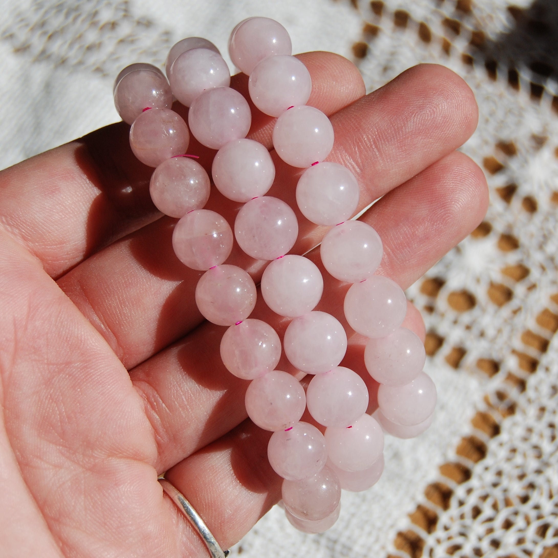 Rose Quartz Crystal Bracelet Large 10mm or 8mm Natural Gemstone Beads Etsy Canada
